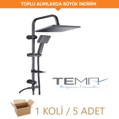 Tema 53243 2m Rain Tetra Siyah Tepe Duş Seti